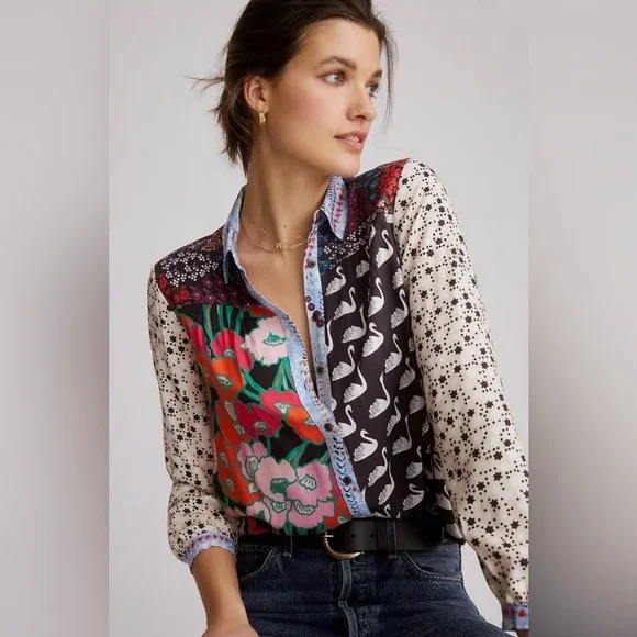 Maeve by Anthropologie The Paz Button-Down Shirt Large - Picture 1 of 9